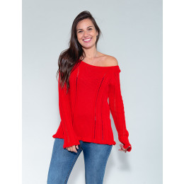 Blusa Tricot Atacado Feminina Revanche Jeanitta Off White Frente