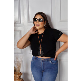 Blusa Baby Look Basica Curvy Atacado Feminina Revanche Zadar Preto